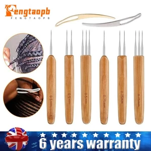 Bamboo Handle Crochet Dreadlock Hook Needle Tool Braiding Hair Tools Making NEW - Picture 1 of 10