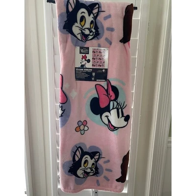 Disney Минни-Маус розовый плюшевый плед 50 x 70 Daisy утка Figaro леди новый - Изображение 1 из 4