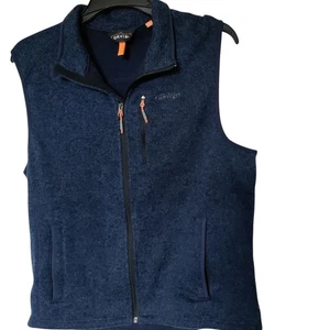 Orvis Fleece Vest Mens L Blue Full Zip Pockets Hiking Camping Fishing Outdoors - Picture 1 of 4