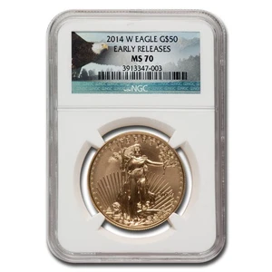 2014-W 1 oz Burnished Gold Eagle MS-70 NGC - Picture 1 of 3