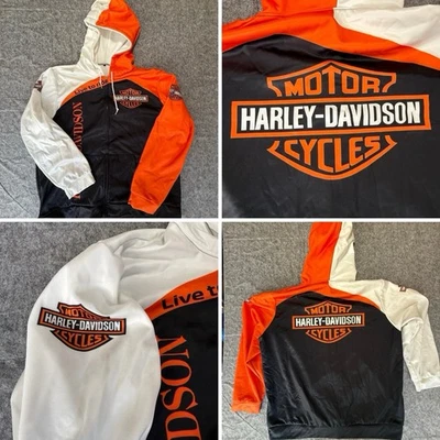 Harley-Davidson Logo Full Zip Hoodie Men’s 4XL Black Orange White “Live to Ride” - Image 1 of 4