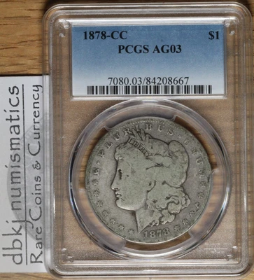 1878 CC - Morgan Silver Dollar $1 - PCGS - AG 03 - About Good Plus - Image 1 of 4