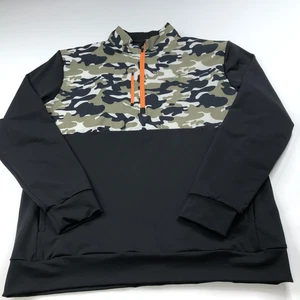 Straight Down XXL Golf 1/4 Zip Mock Neck Pullover Long Sleeve Camo Black MINT - Picture 1 of 12