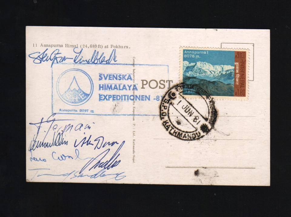 NEPAL 1981 SUECA SUECA HIMALAYA MONTE ANNAPURNA EXPEDICIÓN FOTO FIRMADA PC Foto 1 de 1