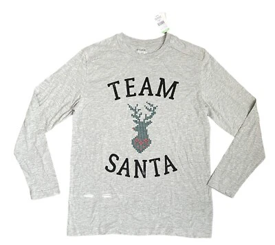 Joe Boxer Unisex Equipo Santa Ciervo Gráfico Camiseta Manga Larga Juvenil Pequeña Nueva con Etiquetas Foto 1 de 4