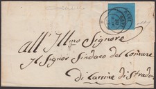 21.166 Sardegna II emissione c.20 azzurro (5) su lettera GAVI-Cassine 30/11/53