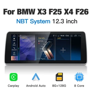 12.3" Android 13 CarPlay GPS Stereo 8+128GB for BMW F25 X3 2011-2013 NBT - Picture 1 of 14
