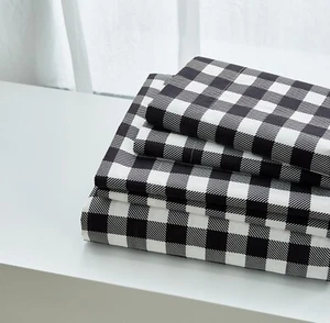 Virah Bella - Black and White Plaid - 4-Piece Sheet Set - Picture 1 of 2