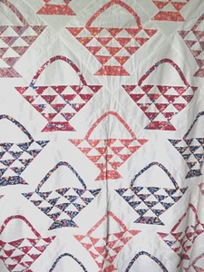 Quilt Topper Handstitched Basket Pattern Multi-Color 80x100 Farmhouse Grandmacor - Picture 1 of 9