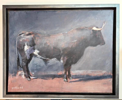 Unikat Malerei Leinwand GONZHO Stier im Regen  handsigniert Galerierahmung NEU - Bild 1 von 4