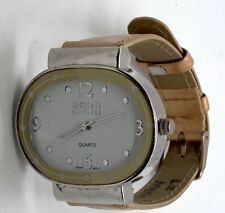 Montres De Fleur Ladies Watch New Battery Silver OvaL Wide Dial Gold Strap NICE!