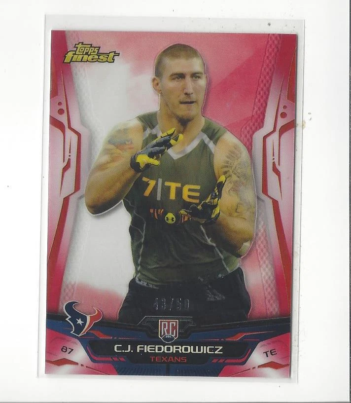 2014 Finest Red Refractor #140 C.J. Fiedorowicz RC Rookie Texans /50  - Image 1 of 1