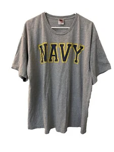 NAVY Men's Shirt Sz XL Gray T-shirt Bayside Made In USA Military Football - Picture 1 of 13
