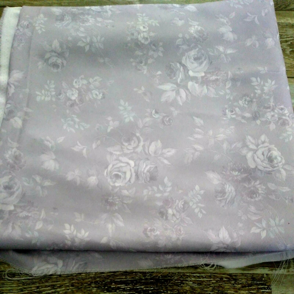 Purple Damask Rose Fabric Lightweight Floral 58 X 36 Cottage Romance Farmhouse - Image 1 of 4