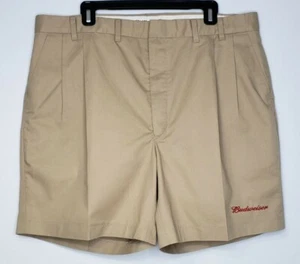 Vintage Riverside Budweiser Employee Pleated Khaki Shorts Men's 40x7 Made In USA - Foto 1 di 12