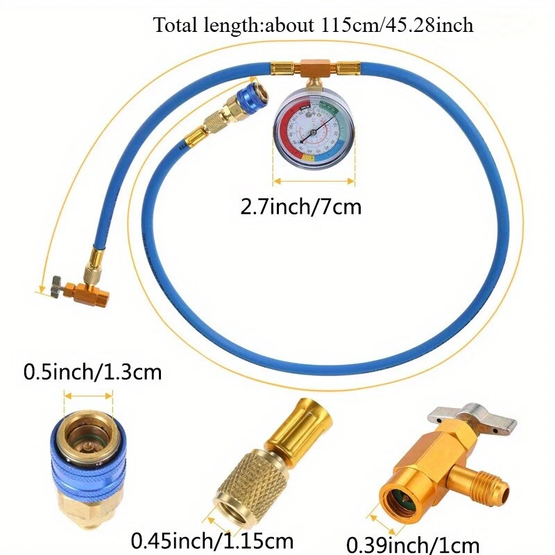 5FT R134A Car AC Refrigerant Charge Hose - Image 1 of 4