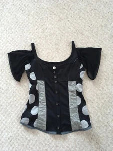 Womens LeGatte Short Sleeve Top Blouse Corset Printed Colourful Size 12 - Picture 1 of 9