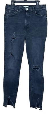 Pantalones de mezclilla para mujer Forever 21 negros ajustados desgastados bolsillos talla 29 Foto 1 de 2