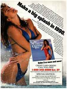 Anuncio impreso SI 1990, calendario de traje de baño Kathy Ireland Rachel Hunter bikini pinup caliente - Imagen 1 de 1