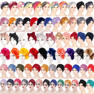 Muslim Women Hair Loss Cover Bonnet Chemo Cap Turban Hijab Head Wrap Beanies Hat - Picture 1 of 98