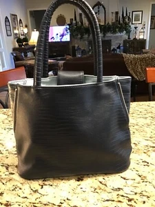 Laila Norwegian Blue Crocodile Leather Reversible Handbag by Geir Ness Purse - Picture 1 of 7