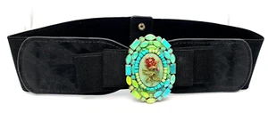 Beautiful Black Belt With Colorful Buckle  By Michal Negrin Israel. - Picture 1 of 13