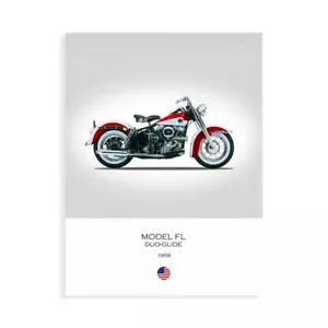 Stampa su Tela su Carta Poster o Quadro Rogan Mark Harley Davidson Model FL Duo - Picture 1 of 2