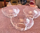3 Arcoroc Fluted Clear Glass Small Dessert Bowls ~ Vintage