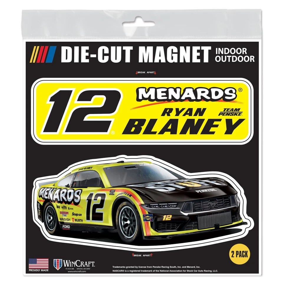 Ryan Blaney Wincraft 2024 #12 Menard's Die Cut 6x6 Magnet Sheet - Image 1 of 1