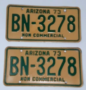 Arizona 1973 Truck Non Commercial License Plate Set Pair # BN - 3278 Very Nice  - Picture 1 of 12