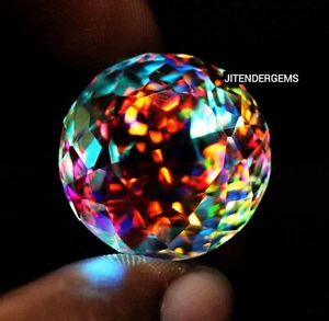 Certified Round Cut 50.40 Ct Natural Rainbow Color Mystic Topaz Loose Gemstone - Bild 1 von 4