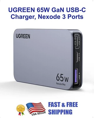 UGREEN 65W Nexode Pro GaN Charger Ultra-Slim 3-Port Fast USB-C Charger - Image 1 of 4