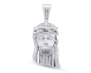 1/5 cttw Solid 10K Gold Micro Pave Jesus Head Real Natural Diamond Charm Pendant