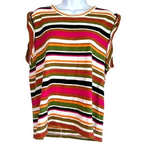 Veronica Beard Womens Dree Stripe Muscle Tee Multicolors Size XL Summer Coastal - Picture 1 of 5