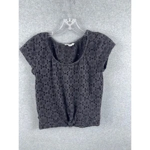 American Eagle Strick Top Junior M schwarz cropped leicht U-Ausschnitt Flügelärmel - Bild 1 von 9