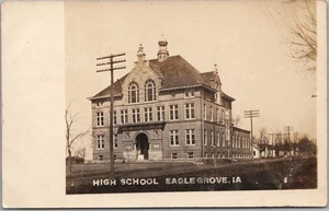 c1910s EAGLE GROVE, Iowa RPPC Photo Postcard "HIGH SCHOOL" Street View - Unused - Picture 1 of 2