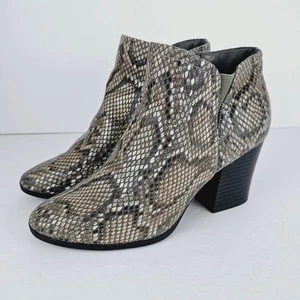Women's Python Print Side Zip Block Heel Ankle Boots Size 7.5M - Picture 1 of 11