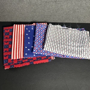Patriotic Americana USA Flag Stars Stripes Cotton Fabric Lot 4.5 Yards - Picture 1 of 4