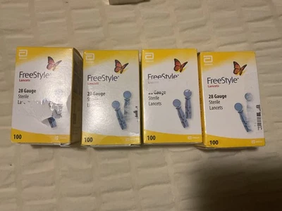 Lote de 4 Lancetas Estériles Freestyle Calibre 28 Caja de 100 cuentas 400 Total exp. 2029 Foto 1 de 4