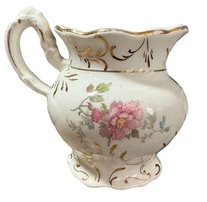 Crema Dresden Semi Porcelana Rosa Floral Borde Dorado 5" Alto - Imagen 1 de 8