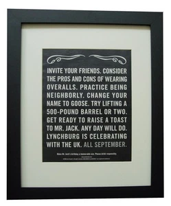 JACK DANIELS+Birthday+POSTER+AD+VINTAGE FRAMED ORIGINAL 2006+EXPRESS WORLD SHIP - Picture 1 of 8