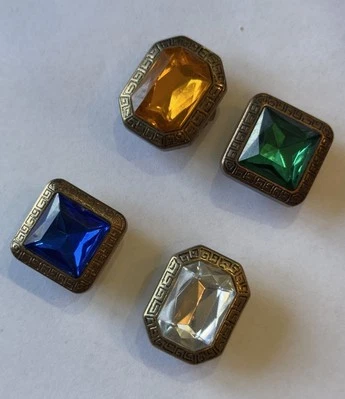 Antique Cut Stones Gold Tone Button Covers Set Of 4 - Image 1 of 4