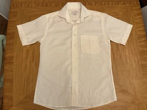 Burberry Linen Short Sleeve Shirt Men’s Small Pale Yellow Made In USA - Picture 1 of 7
