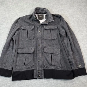 Obey Propaganda Jacket Men L Gray Herringbone Utility Workwear Streetwear - Picture 1 of 14