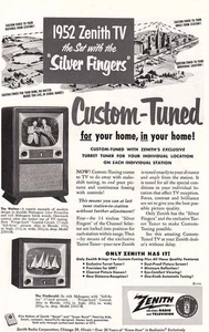 1952 Zenith TV: Silver Fingers Custom Tuned Vintage Print Ad - Picture 1 of 1