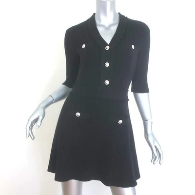 Mini Vestido Maje Rimosala Tejido Acanalado Negro Talla 36 NUEVO Foto 1 de 4