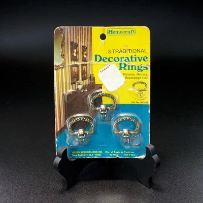 Anillos colgantes artesanales de latón acabado envejecido vintage mediados de siglo paquete de 3 NOS 1" Foto 1 de 4