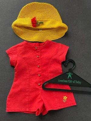 PLEASANT COMPANY American Girl Today Vintage 1996 RED CULOTTE DRESS and HAT - Image 1 of 4