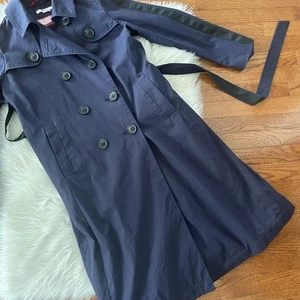 Boden Whitstable Union Jack Trench Coat Size 8P Blue - Picture 1 of 12