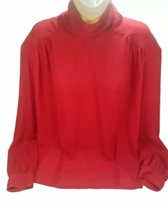 Oscar De La Renta Expressions Damenbluse Top Größe 38 rot Langarm - Bild 1 von 6